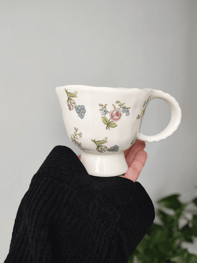 Mug en céramique style vintage fleurs 