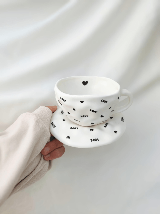 Tasse à café et soucoupe en céramique LOVE