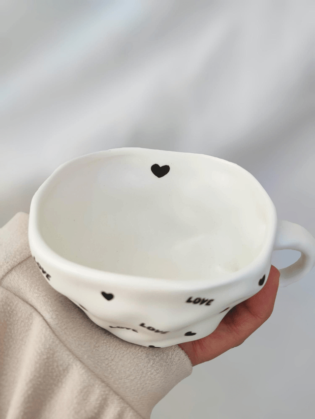 Tasse à café et soucoupe en céramique LOVE