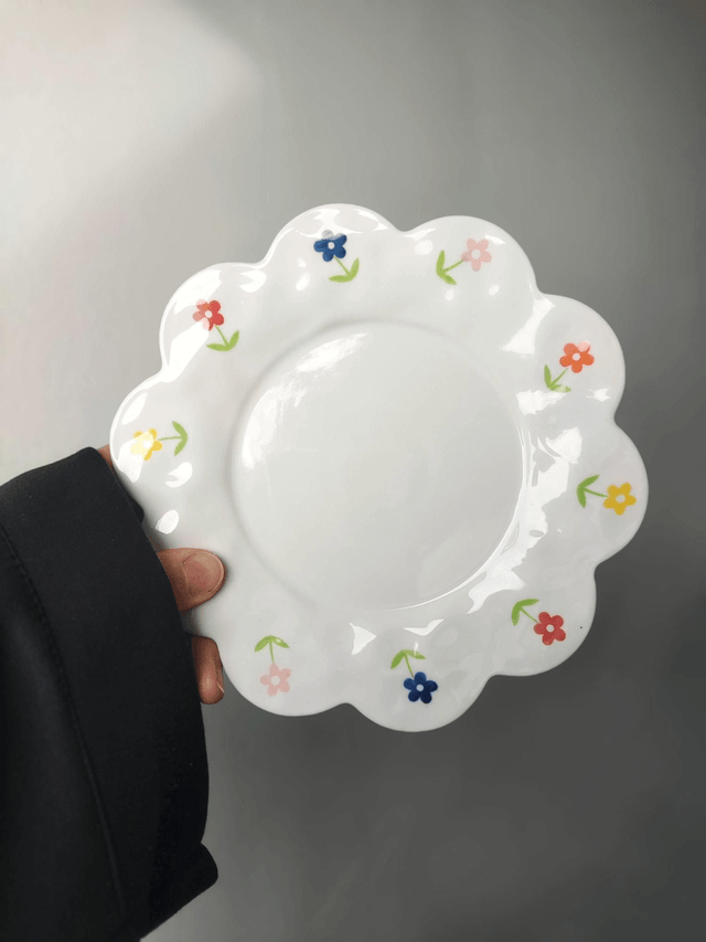 Tasse à café et soucoupe en céramique fleurs multicolores