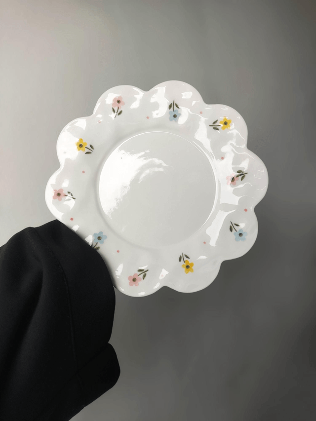 Tasse à café et soucoupe en céramique fleurs pastel