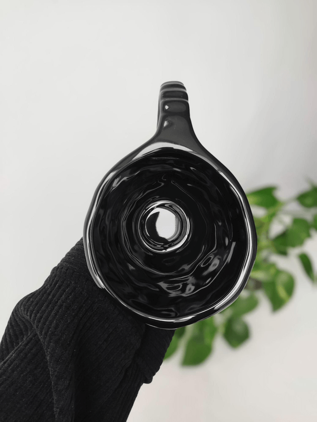 Mug en céramique style vintage noir fleurs
