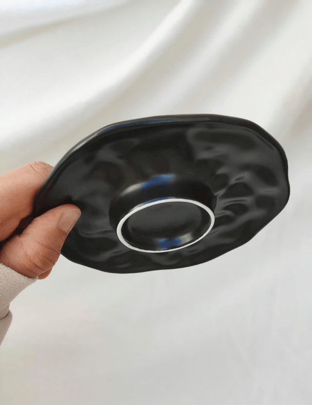 Tasse à café et soucoupe étoiles noir