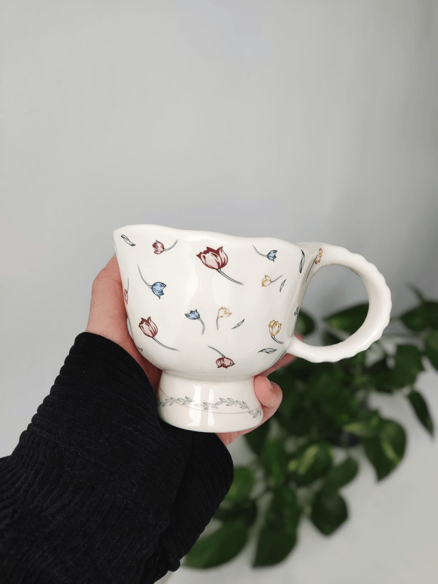 Mug en céramique vintage tulipes