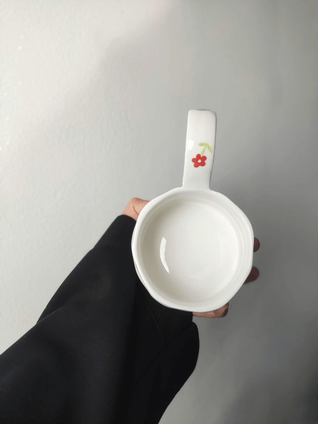Tasse à café et soucoupe en céramique fleurs multicolores