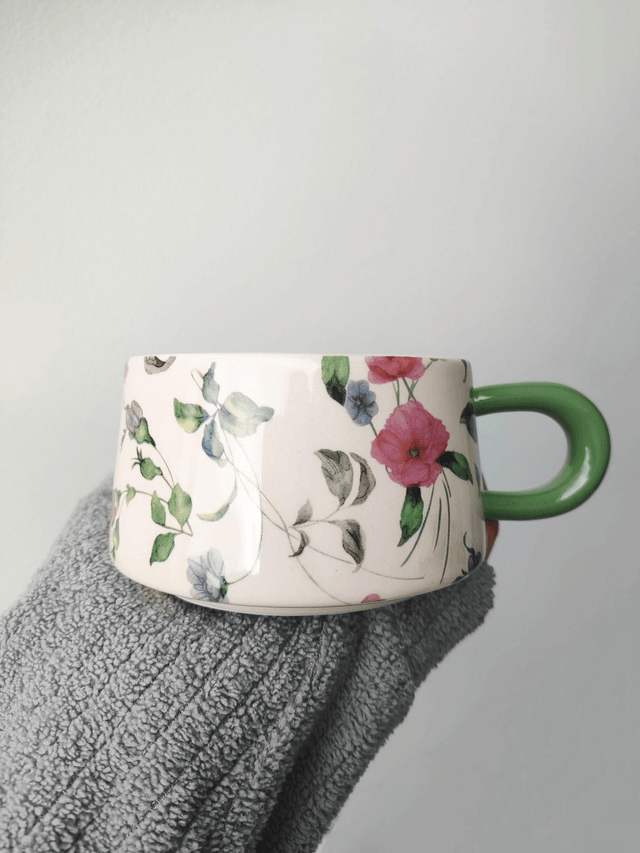 Tasse à café et soucoupe à café en céramique fleurs