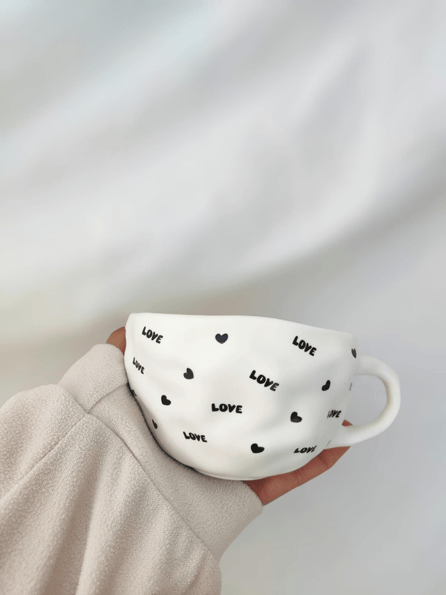 Tasse à café et soucoupe en céramique LOVE