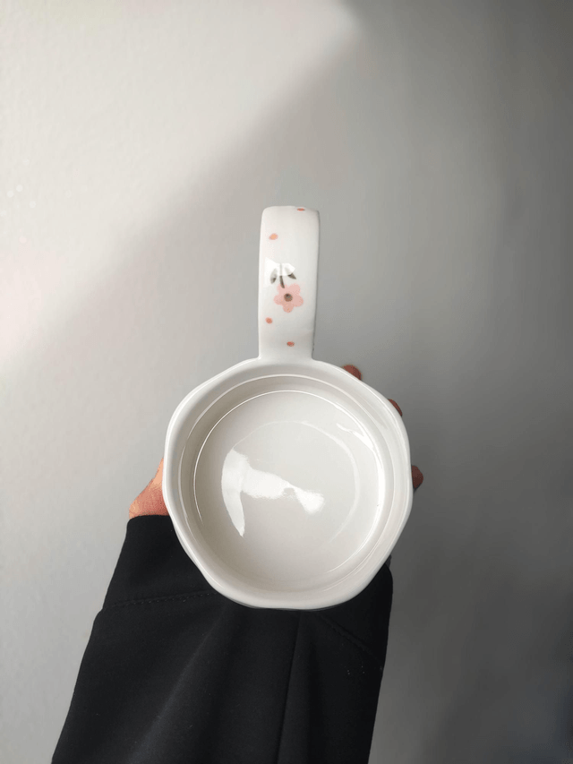 Tasse à café et soucoupe en céramique fleurs pastel